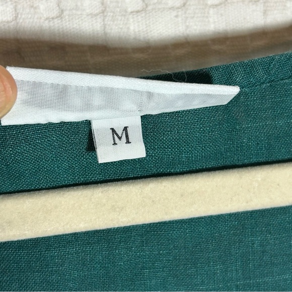 Bryn Walker Euna Shift 100% Linen Tunic Dress Asymmetrical Hem Teal Green Size M - Picture 5 of 12